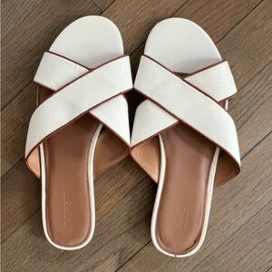 NWOT J. Crew White Cross Strap Sandals
